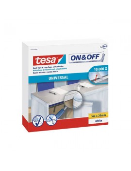 Tesa® On & Off Rolo grande de Fita lado Gancho e lado Felpo