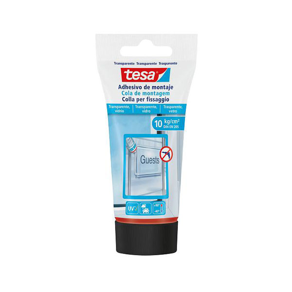Tesa® Cola de montagem para superfícies transparentes e vidro 10kg/cm2 (DIN EN 205)